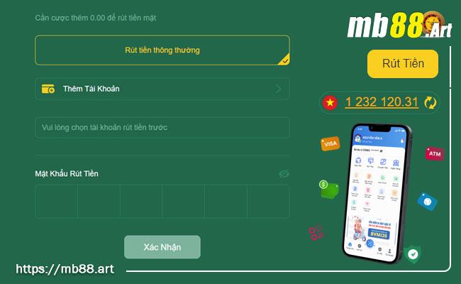 Nhập thông tin rút tiền từ tài khoản MB88